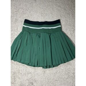 Healthy Yoga Green Pleated Athletic Skort Tennis Pickleball Gold Size Small NWT